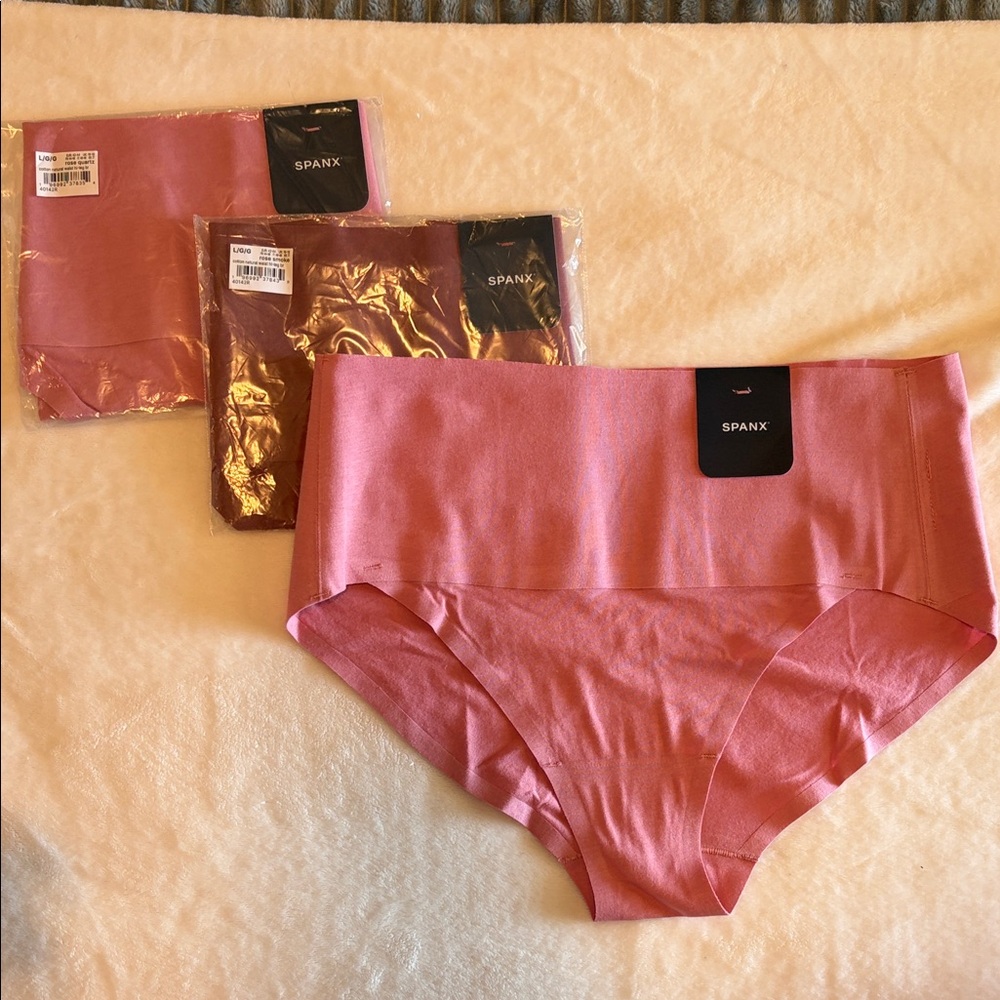New 3 Pair SPANX High-Waisted Pink Shapewear / Panties size Large